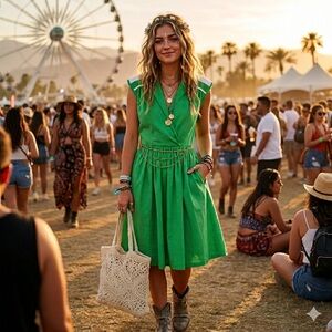 Avon | Dresses | Avon Halter Dress Kelly Green Keyhole Beaded Tie Back  Women L Romantic Feminine | Poshmark